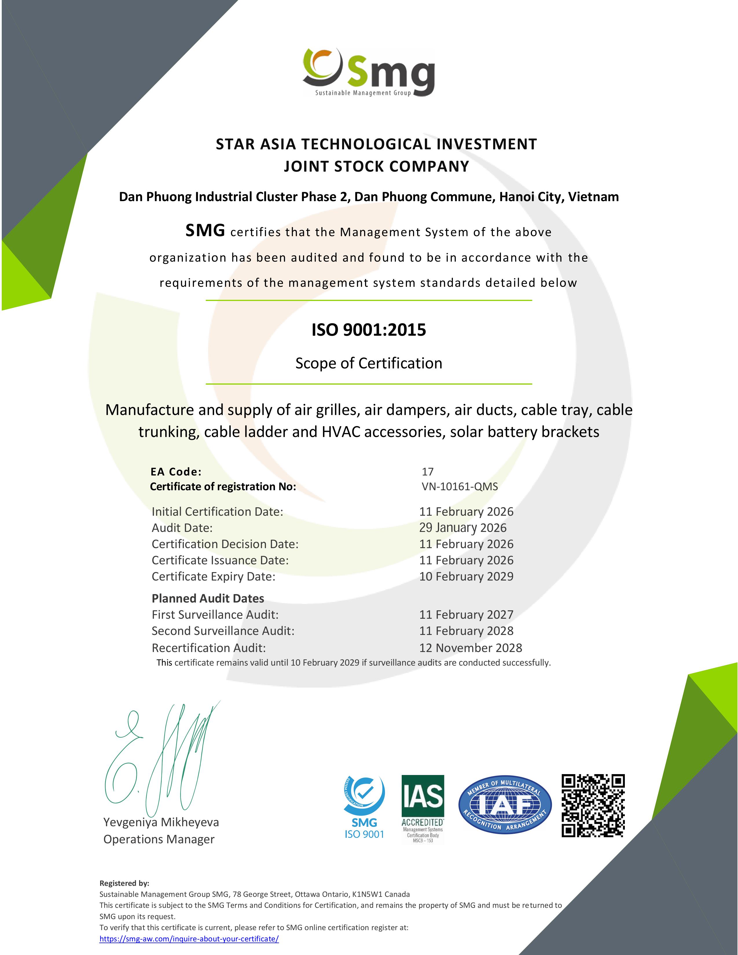 Chứng nhận ISO 9001-2015 (Tiếng Anh)
